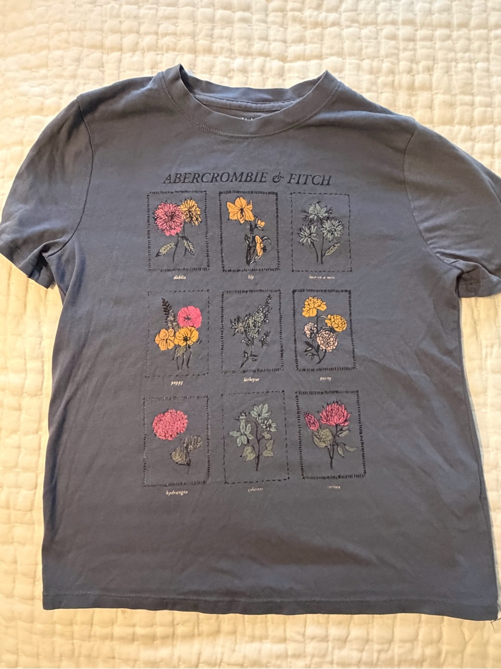 Abercrombie & Fitch Girl’s Floral Graphic Tee - Slate Blue